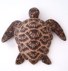 wood inlay sea turtle