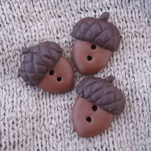 polymer clay acorn buttons