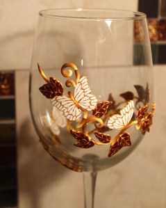 polymer clay on wine glass