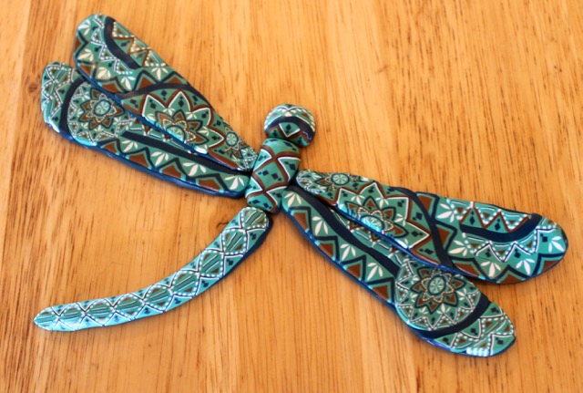Polymer clay zentangle dragonfly