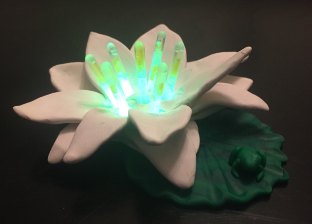 Polymer clay water lily lamp